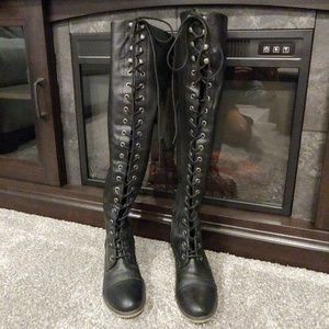 Black knee high boots
